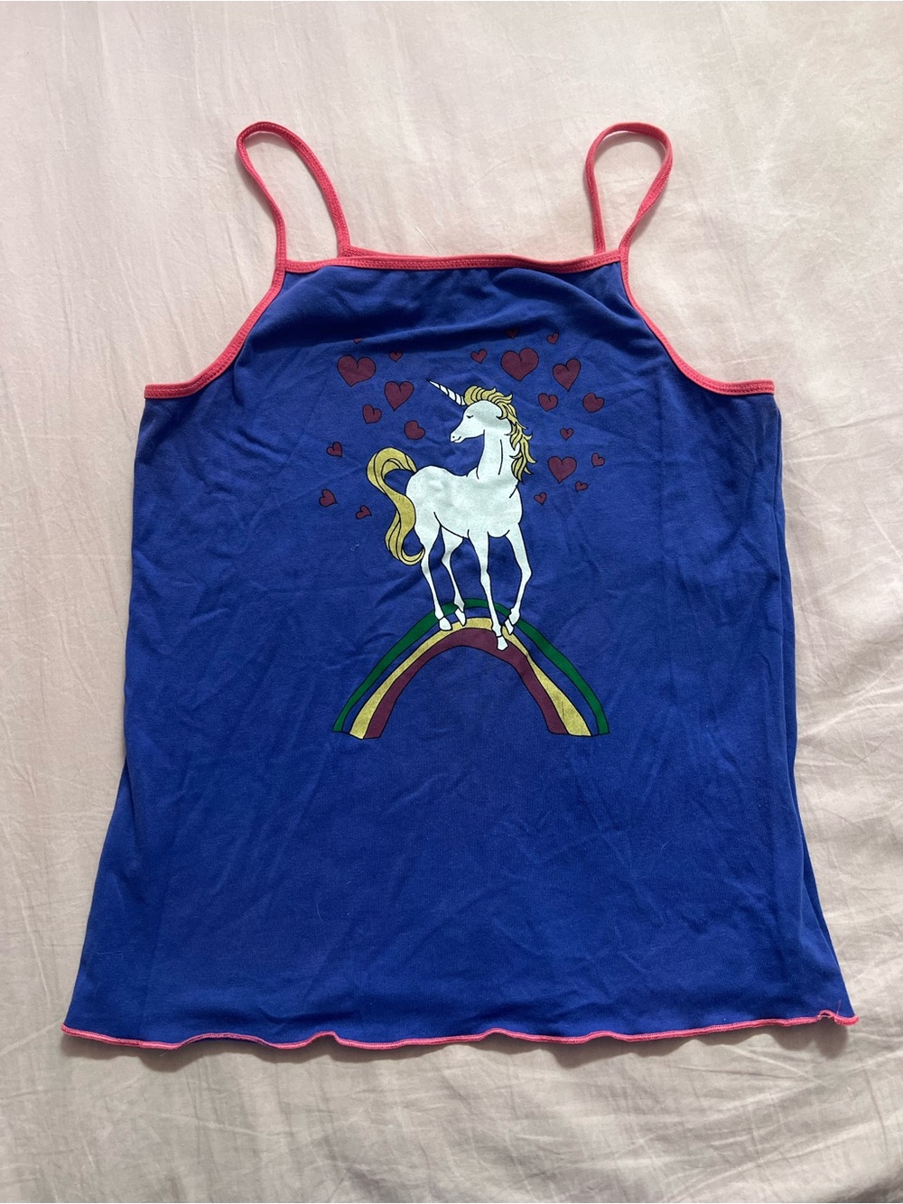 Kimchi Blue Rainbow Unicorn Blue Tank with Pink Trim